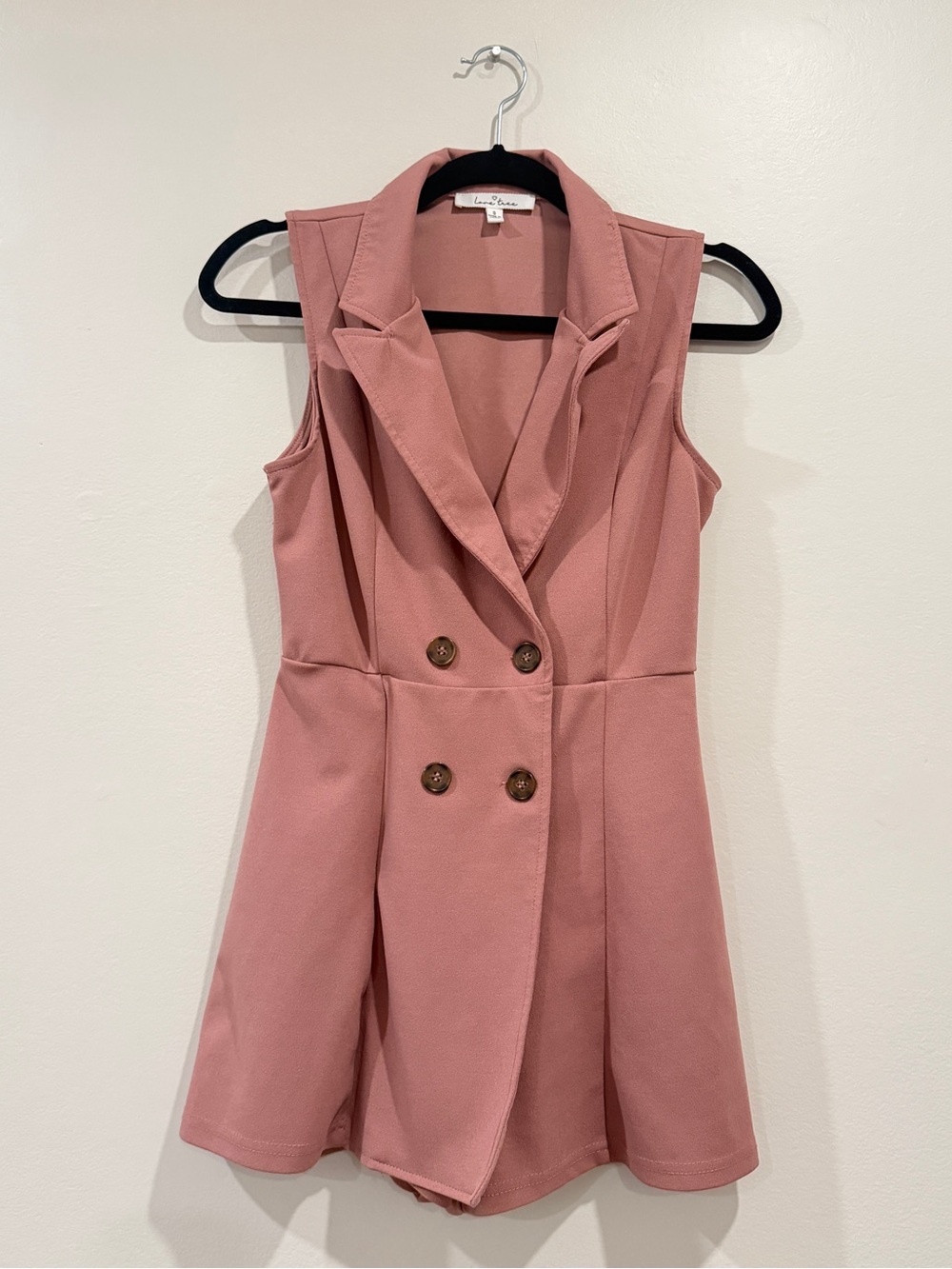 Love Tree Sleeveless Double-Breasted Dress in Rose